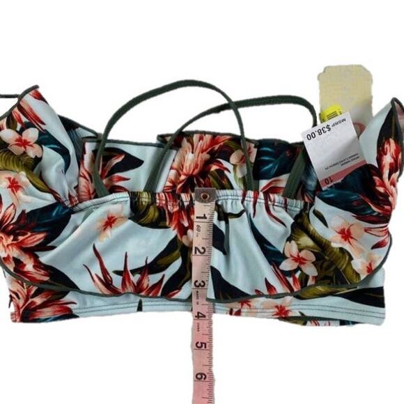 GB Girls Hawaiian Flounce Bandeau Floral Bikini Top Blue Multicolor GIRLS 10 - Picture 10 of 11